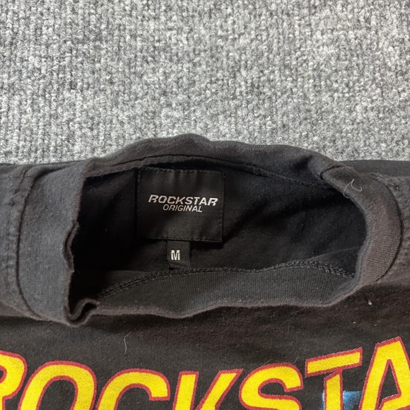 Rockstar Original Shirt Mens Medium Black Skull Flame Graphic Distressed Tee - Picture 4 of 5